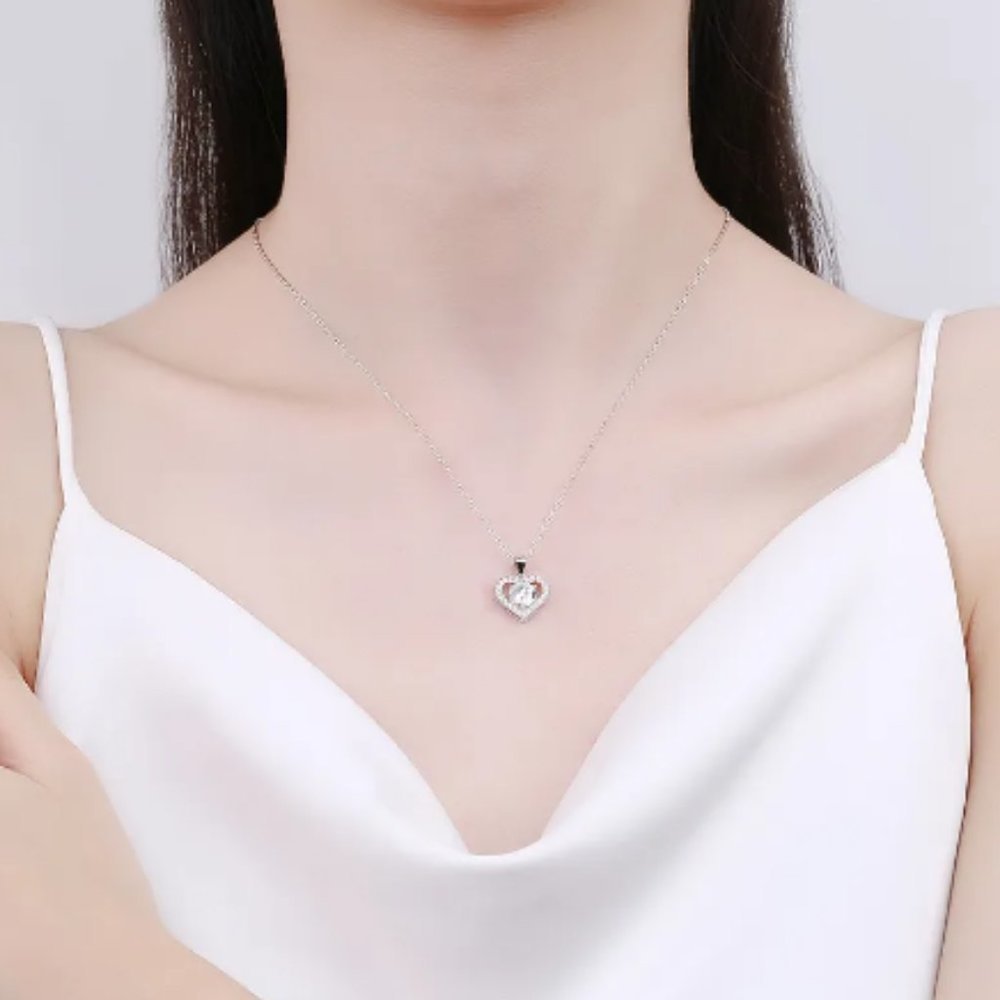 Certified 1ct. t.w. Moissanite Diamond Heart Halo Pendant Necklace NEW - Picture 2 of 10